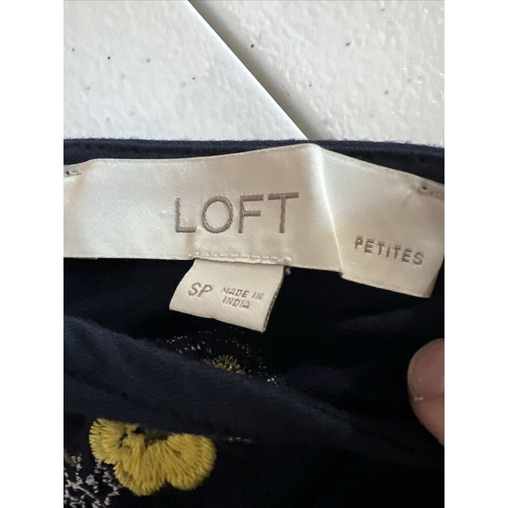 Loft Ann Taylor Size small petite Womens Dress Embroidered Floral Knit blue - Picture 5 of 8